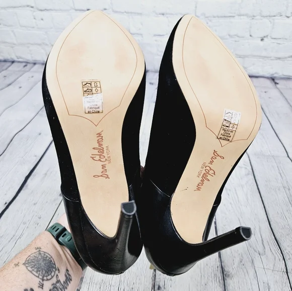 SAM EDELMAN | leather stilleto heel zip pointed toe booties shoes - Picture 10 of 12